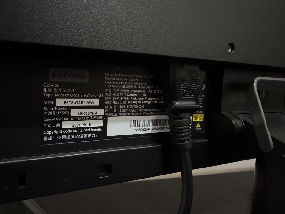 Monitor Lenovo G27e-20 27” Gaming – Como Novo