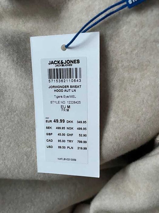 Nowa bluza ocieplana Jack & Jones brązowa