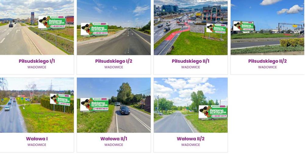 Reklama Billboard Wadowice centrum miasta - Wydruk montaż oświetlenie