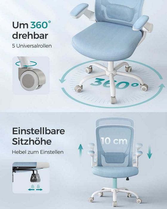 Fotel obrotowy krzesło biurowe ergonomiczne mglisty niebieski