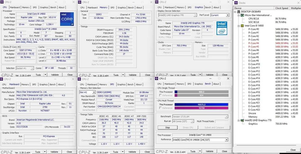 PC GAMING i9-14900/ MSI Z790/ DDR5 32 GB 7200 MHz/ Samsung 990Evo Plus 2 TB