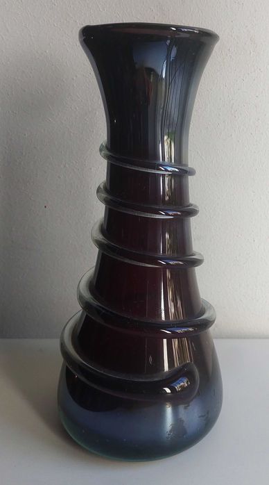 Tarnowiec Rubinowy Wazon z Oplotem Szkło PRL stan idealny Vintage