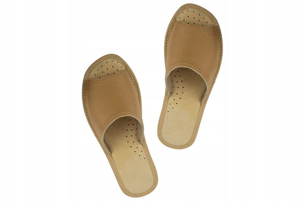 Kapcie Damskie SKÓRA NATURALNA Pantofle Wygodne POLSKIE na KOTURNIE