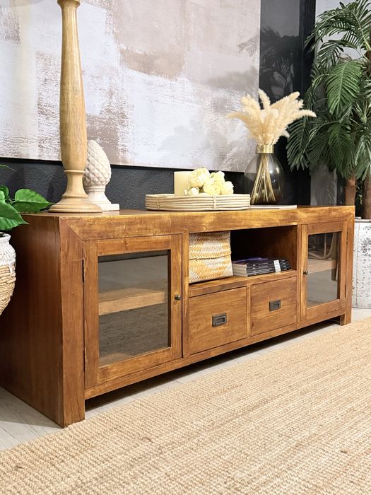 aparador, consola, armario, movel tv, acacia, arboretto, rustico