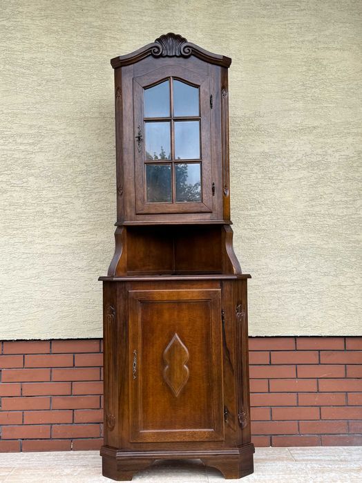 Witryna narożna drewniana rogówka stylowa kredens regał szafka szafa