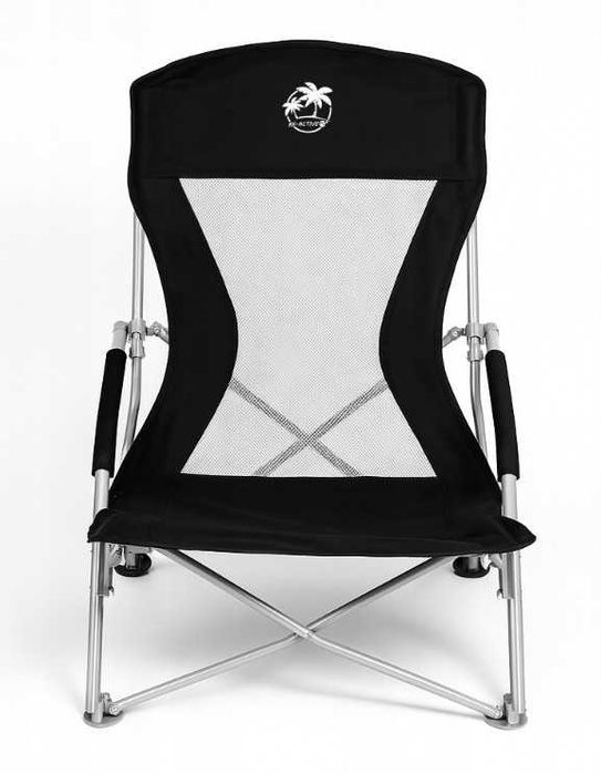 Krzesło Turystyczne Plażowe Wędkarskie Składane Czarny + Pokrowiec
