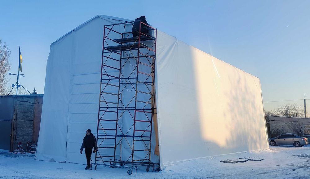ПВХ Ангар швидкозбірний 16.6х7.8х7.5м | Двоскатний склад під ключ