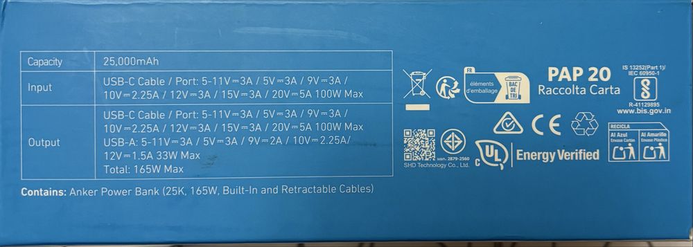 Anker Zolo Power Bank 25000mAh 165W  A1695H11