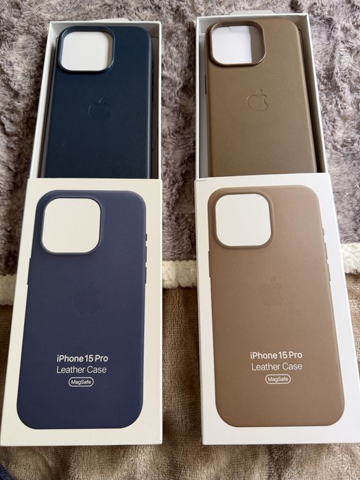 Capas em pele  azul/castanho 15 Pro