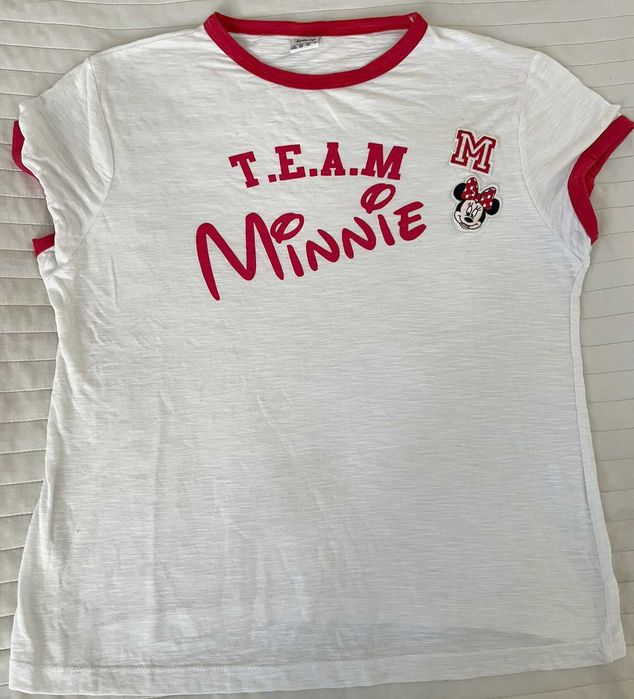 Disney t-shirt roz. 40 biały czerwony team minnie myszka mini