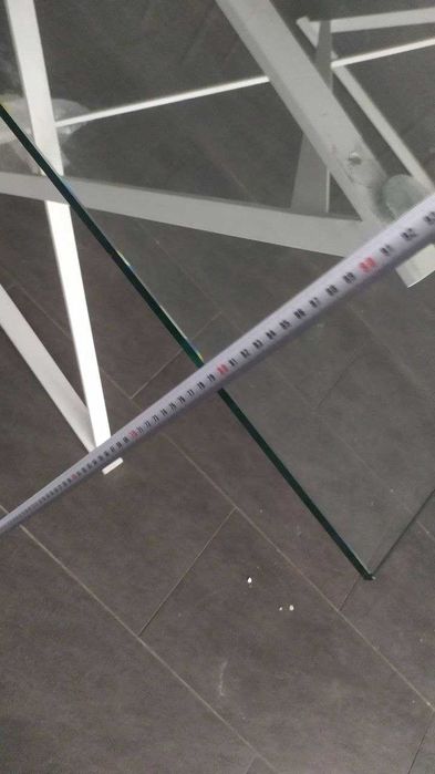 Комплект - Скляній стол + лавка (з металевою опорою)