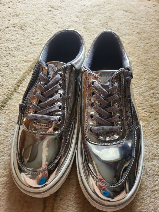 Buty ZARA 36/37 srebrne błyszczące na suwak