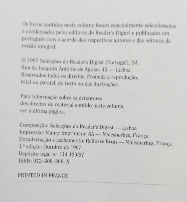Livros Condensados - Selecções do Reader's Digest - 4 obras / 1 volume