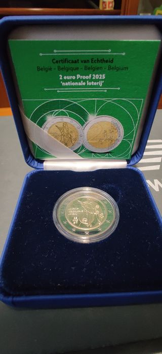 Moeda 2 euros PROOF Bélgica Lotaria Nacional 2025