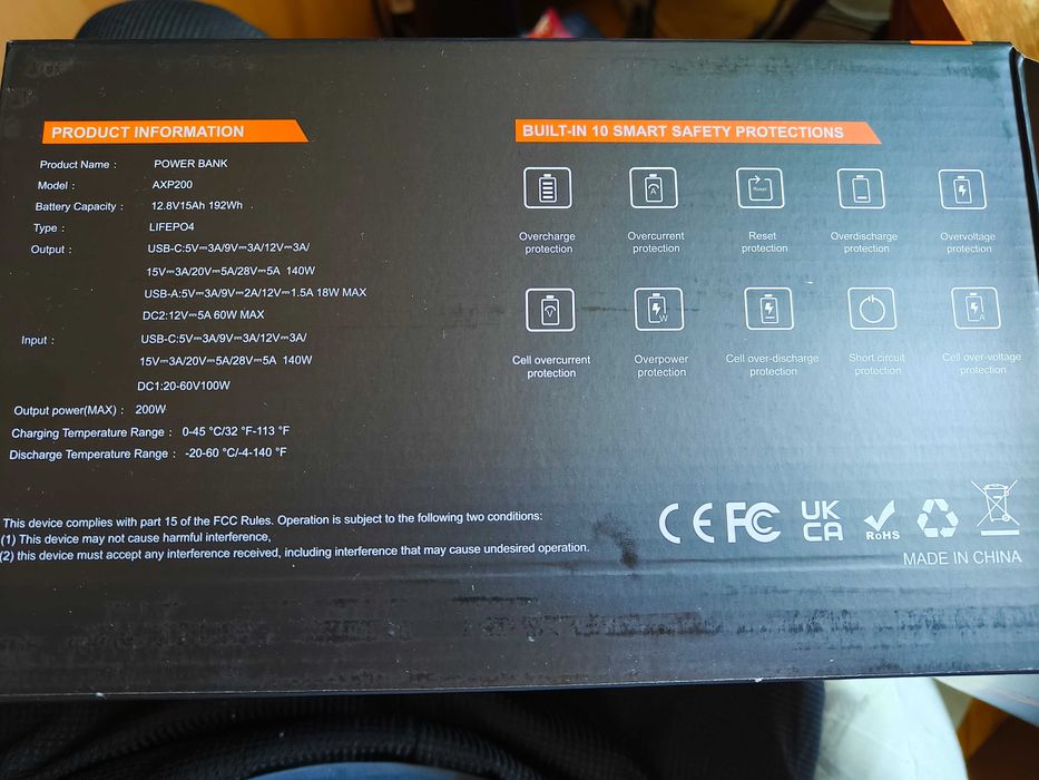 Павербанк LiFePO4  60000mAh CTOLITY Asperx AXP200 200W 192Wh