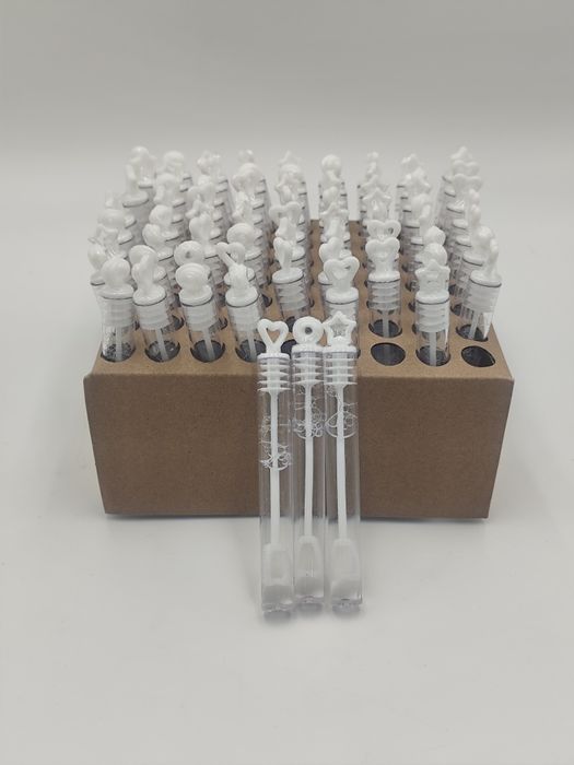 Nowe bańki mydlane weselne zestaw 72 szt pudełko lekko poniszczone