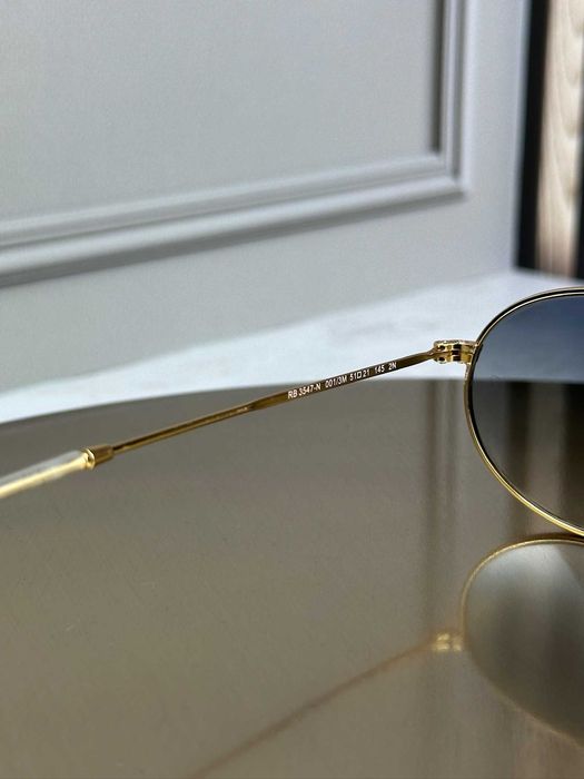 Сонцезахисні окуляри Ray-Ban RB3547 N золото, блакитна градієнтна лінза, овальні, подвійна перемичка, унісекс, оригінал