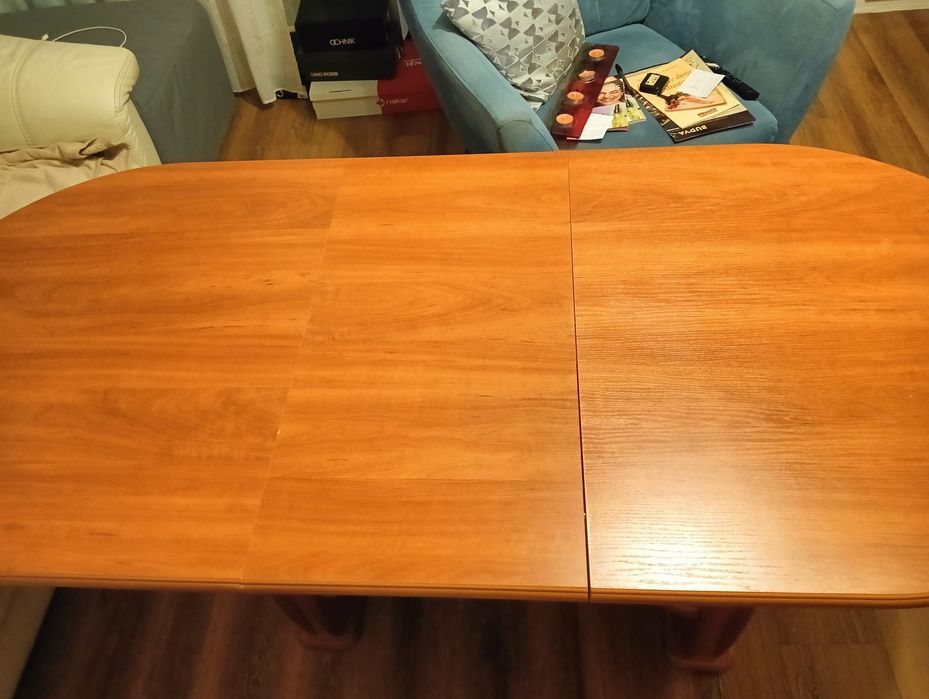 Ława rozkładana owalna stół rozkładany okleina