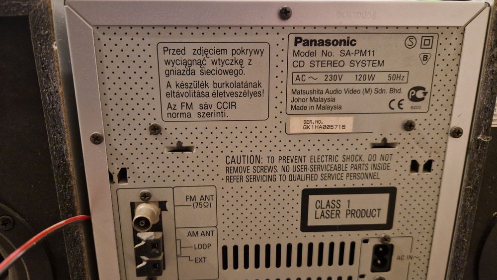 Mini wieża CD Panasonic uszkodzona