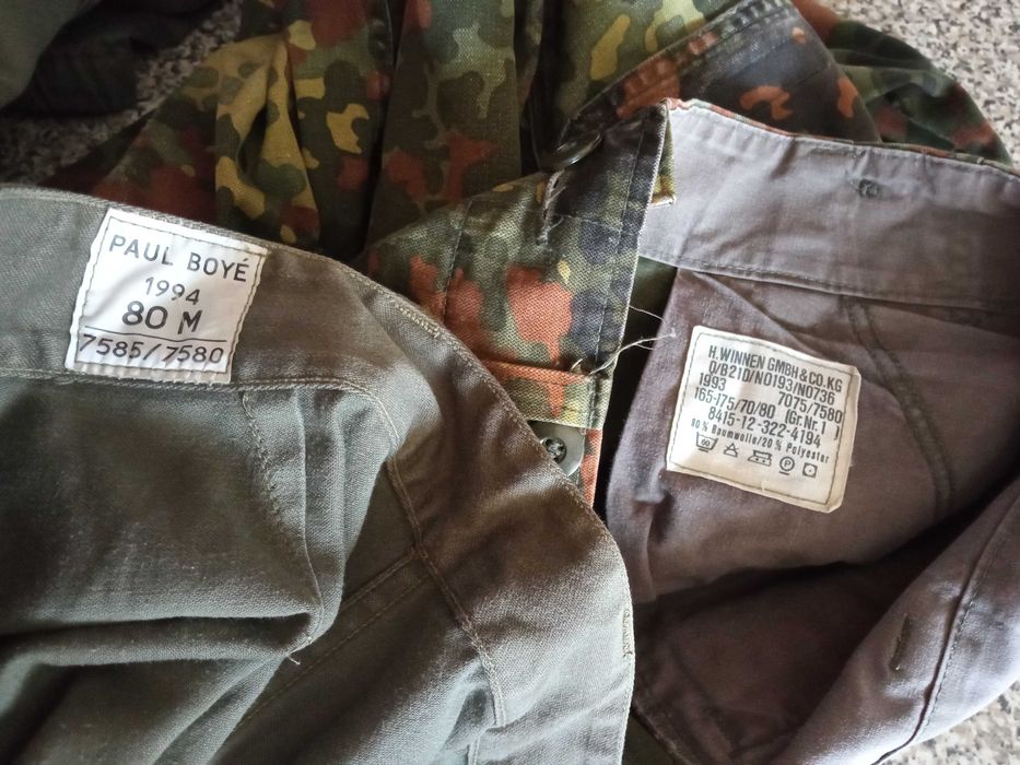 Lote de calças militares vintage - Exército Alemão Flecktarn e Exército Francês F1