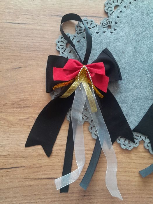 Kokarda ozdobna czarna świąteczna Boże Narodzenie dł.39cm