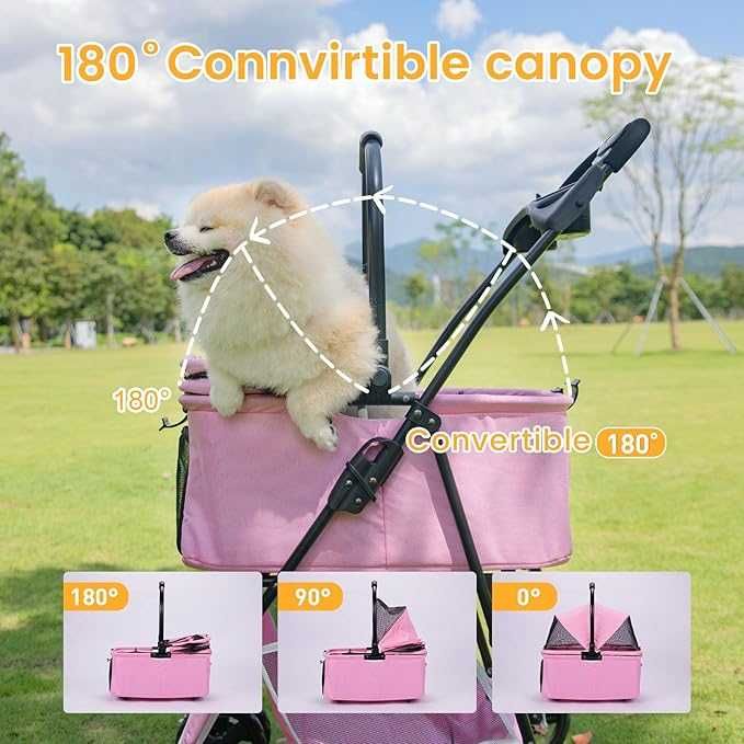 Wózek dla psa kota 2w1 różowy do 40kg