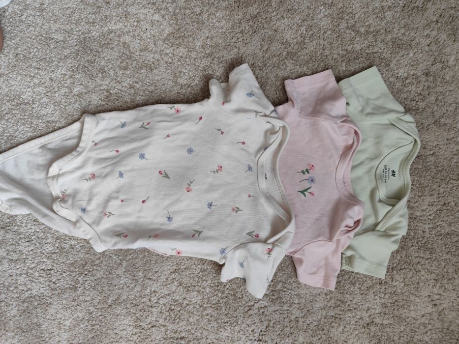 Zestaw body niemowlęce hm h &m śliczne bawełna
