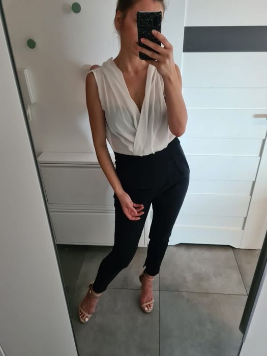 Mango S 26 elegancki kombinezon cygaretki na wesele komunię