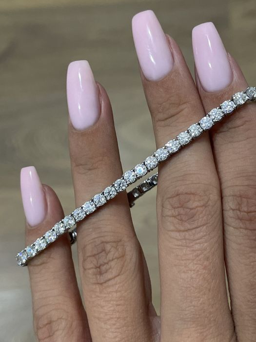 Нежный теннисный браслет с муассанитами 3мм серебро 925