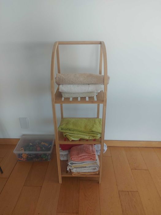 Prateleira de bambu arqueada com 3 níveis 110,5x37x35cm
