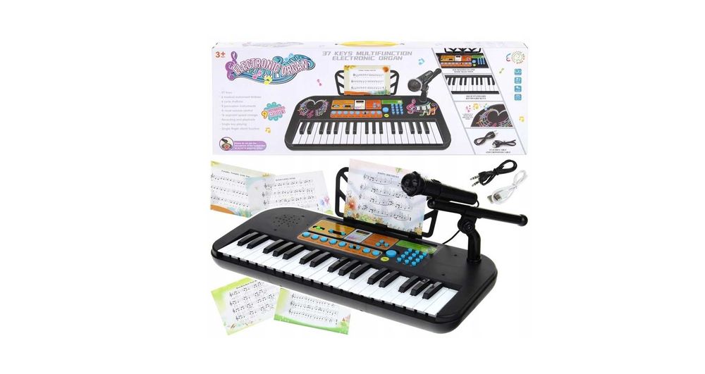 Keyboard Pianino Organy Pianinko Mikrofon dla Dzieci Nauka Grania I24