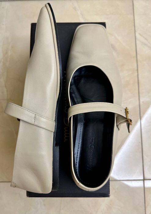 Massimo Dutti шкіряні балетки мері джейн бежеві кожаные бежевые туфли