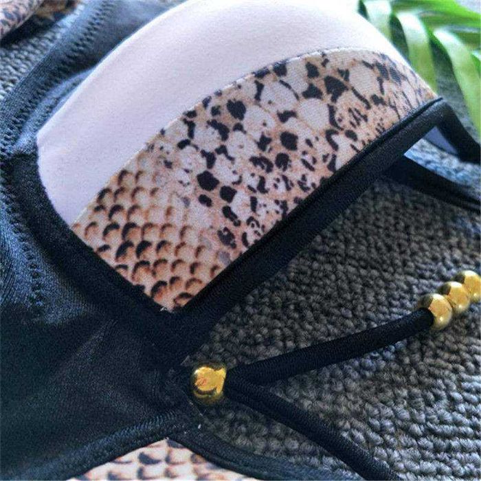 Bikini Preto Padrão Cobra - Tam. M, L ou XL - Novo