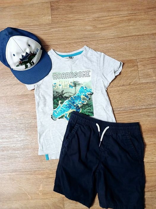 Комплект бейс, футболка,шорти діно ,hm 3-4,98-104