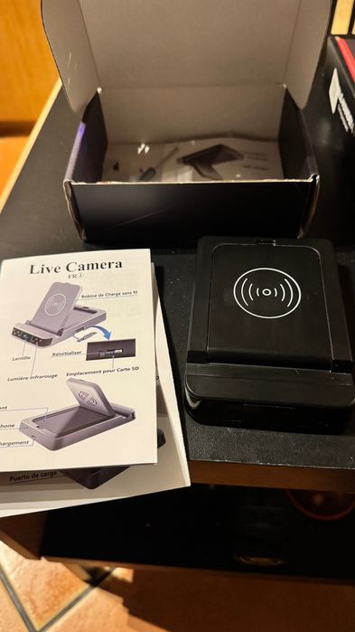 Carregador sem fio com Câmera Vigilância Oculta