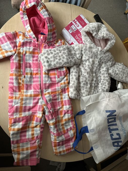 Kombinezon zimowy i kurtka dla dziewczynki oddam za darmo 86 92