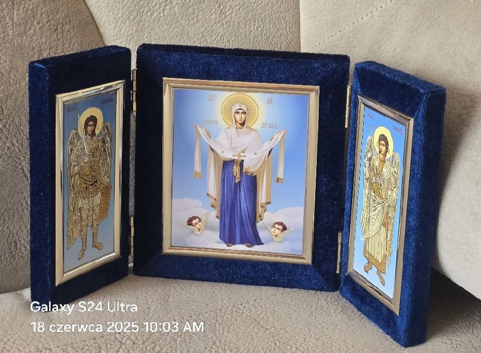 Ikona TRYPTYK prawosławny ARCHANIOŁ Michał i Gabriel. MB POKROW