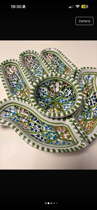 Zestaw do MEZZE, talerz ręką Fatimy 6 oddzielnych miseczek
