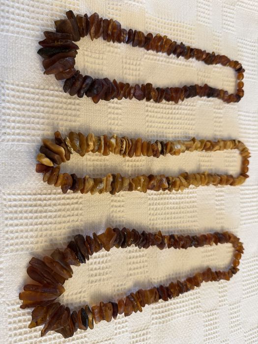 Korale bursztyn surowy 47cm