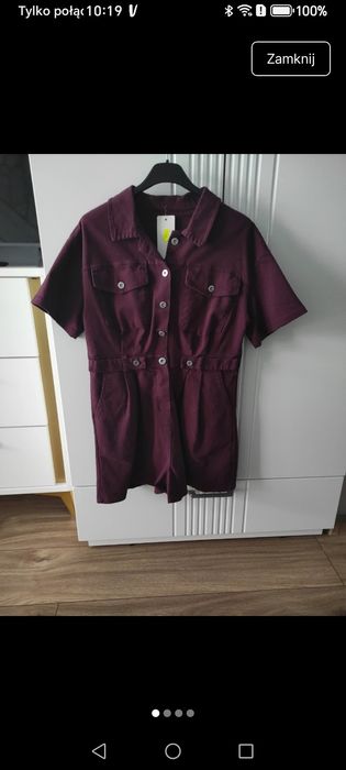 Kombinezon jeansowy bordowy SM