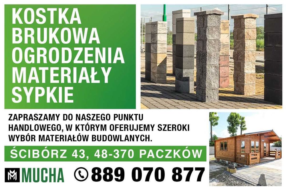 Sprzedaż kostki brukowej, ogrodzeń betonowych oraz materiałów sypkich