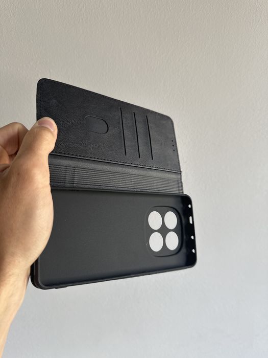 Etui z klapką skórzane + SZKŁO do XIAOMI REDMI NOTE 14 PRO 4G / 5G