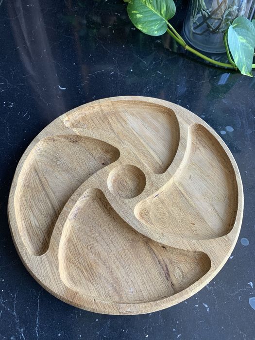 Менажниця для закусок еко дуб кругла на 5 відділень