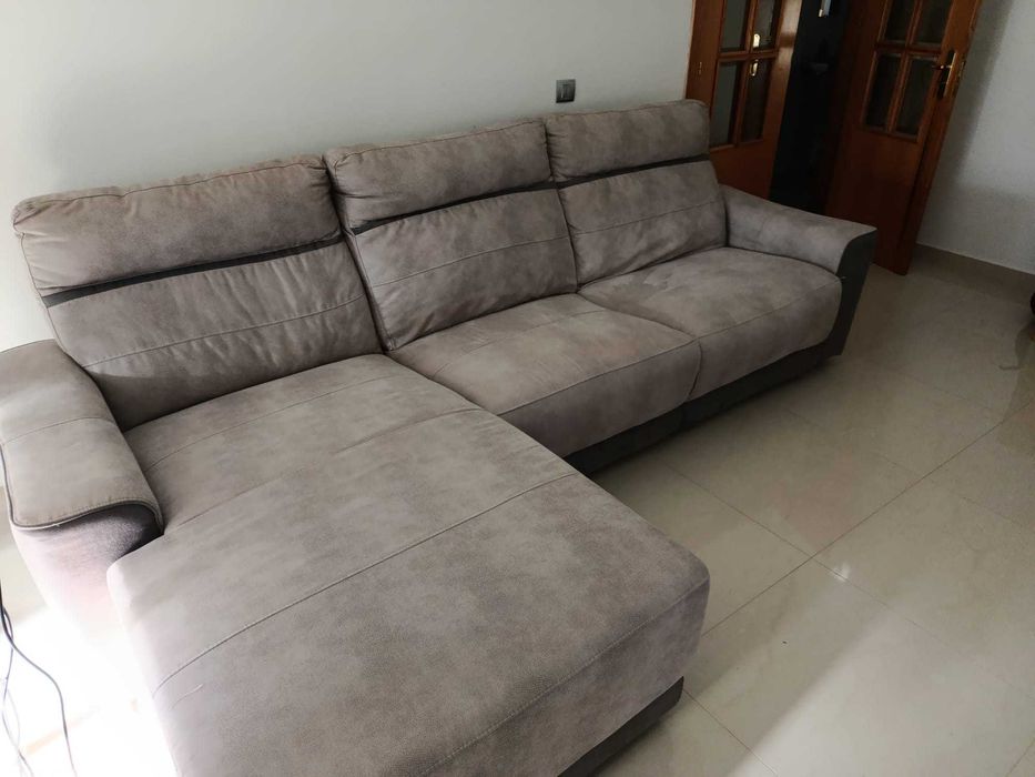 Sofá Microfibra anti-gato bom estado / 4pax + Chaise Longue reversível