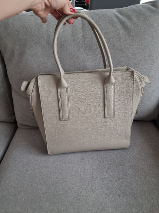 Szara skórzana torebka shopper bag Wittchen