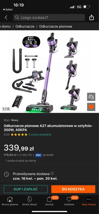 Odkurzacze pionowe nowa  A27