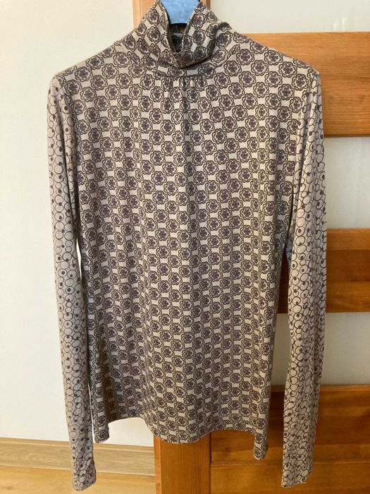 Sprzedam damski półgolf – brązowy w drobne kółeczka, milutki materiał