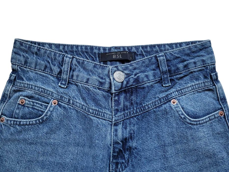 Niebieskie jeansy spodnie damskie 36,S BSL 100% bawełna wysoki stan