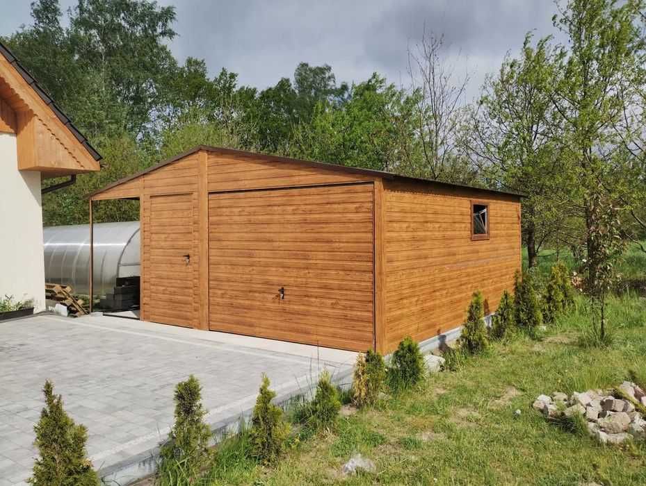 Garaż blaszany 4,5x6 z wiatą , garaż drewnopodobny, garaże blaszane
