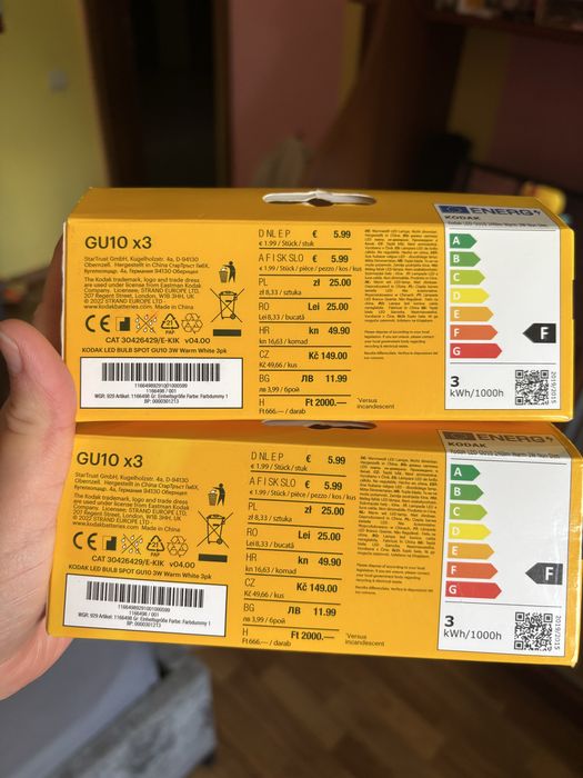 LED лампи Kodak GU10 3W, тепле світло 3000K – нові